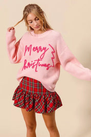 SO ME Merry Christmas Tinsel Lettering Sweater | Sweaters Daverri Fashions