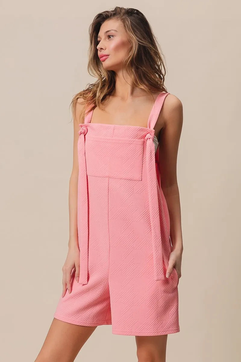 BiBi Texured Jacquard Romper with Side Pockets | Rompers Daverri Fashions