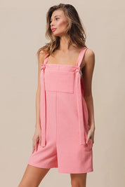 BiBi Texured Jacquard Romper with Side Pockets | Rompers Daverri Fashions