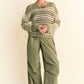 Davi & Dani Contrast Striped Crochet Drop Shoulder Knit Cover Up Sweaters