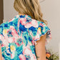 BiBi Floral Round Neck Ruffled Cap Sleeve Blouse Blouses