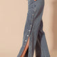 SO ME Mid Rise Drawstring Jeans with Side Snap Button