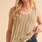 Aemi+Co Distressed Detail Round Neck Knit Tank - DAVERRI FASHIONS