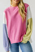Exposed Seam Contrast Long Sleeve Sweatshirt - DAVERRI FASHIONS
