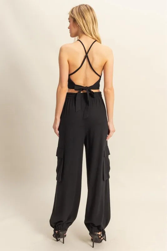 HYFVE Crop Top and Cargo Pants Set Outfit Sets