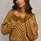 SO ME Color Block Textured Christmas Sweater V Neck Top - DAVERRI FASHIONS