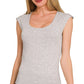 Zenana double layered heather gray sleeveless top square neckline