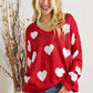 ADORA Plus Size Heart V-Neck Knit Top - DAVERRI FASHIONS