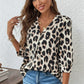 Leopard Print 3/4 Sleeve Blouse - DAVERRI FASHIONS