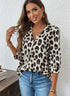 Leopard Print 3/4 Sleeve Blouse - DAVERRI FASHIONS