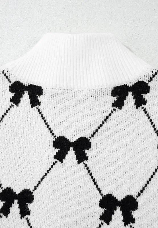 Bow Half Zip Sweater Vest - DAVERRI FASHIONS