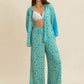 Open Front Printed Top and Pants Set - DAVERRI FASHIONS
