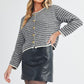 Aemi + Co Striped Button Down Round Neck Cardigan - DAVERRI FASHIONS