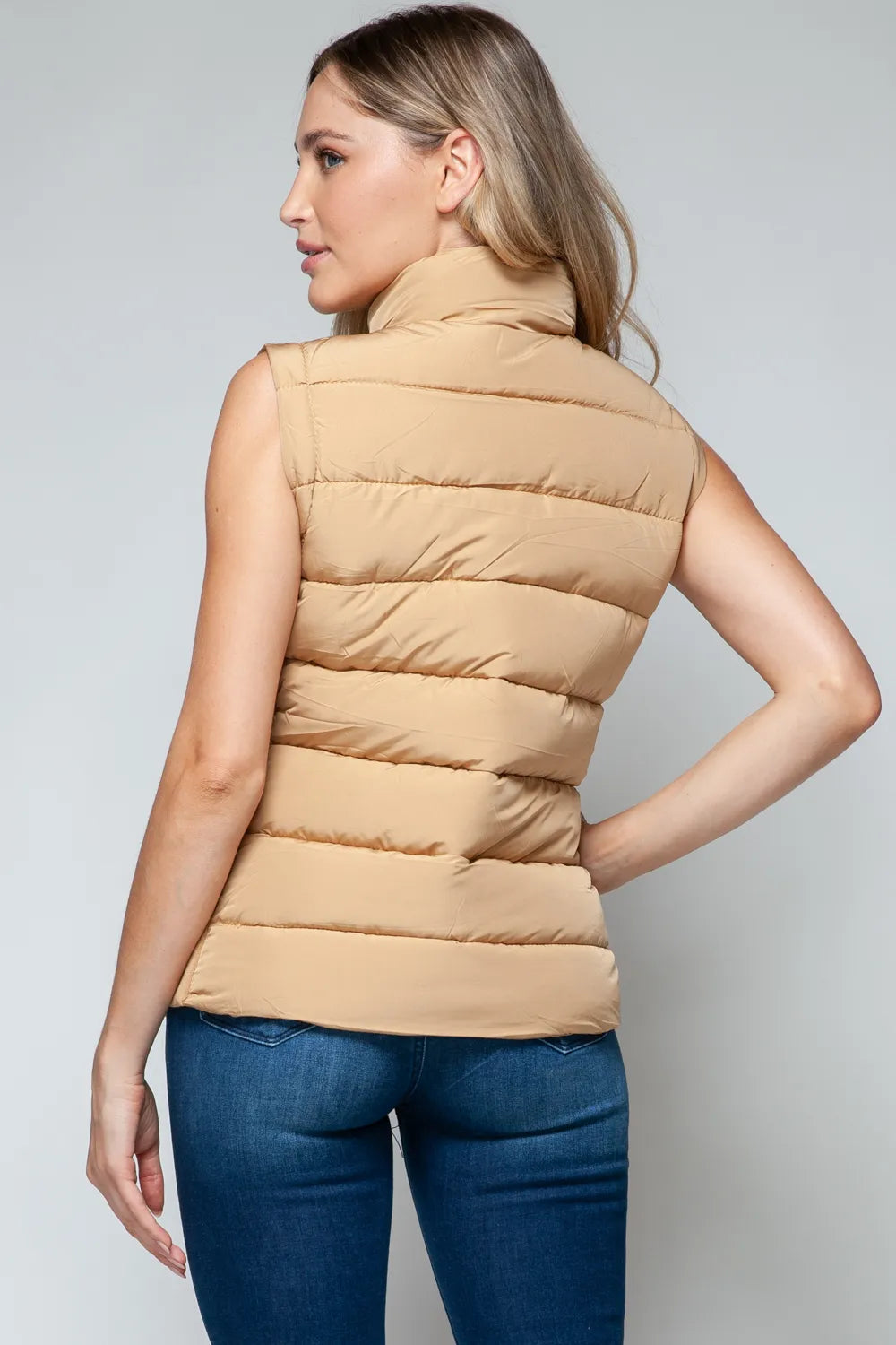 Snobbish Zip Up Turtleneck Vest with Pockets Vest Jackets
