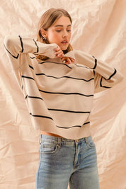 SO ME Stripe Crew Neck Basic Essential Sweater | Sweaters Daverri Fashions