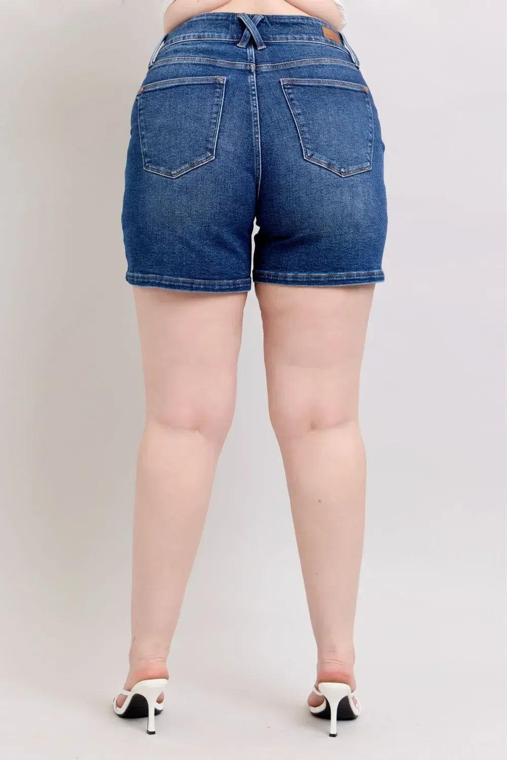 Judy Blue Double Button Waistband Denim Shorts Plus Size - DAVERRI FASHIONS