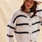 SO ME Stripe Soft Touch Button Cozy Sweater Cardigan - DAVERRI FASHIONS