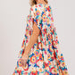 SAGE + FIG Full Size Floral Button-Down Short Sleeve Dress Knee Length Dresses