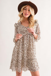 And The Why Leopard Ruffle Hem Woven Mini Dress | Daverri Fashions