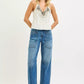 RISEN 4 Way Stretch Mid Rise Barrel Jeans with Patch Pocket Detail - DAVERRI FASHIONS