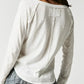Exposed Seam Notched Long Sleeve T-Shirt - DAVERRI FASHIONS