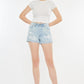 Kancan High Rise Repaired Mom Denim Shorts Light Denim Shorts