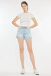 Kancan High Rise Repaired Mom Denim Shorts - DAVERRI FASHIONS