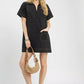 Black Umgee eyelet short-sleeve shift dress with pocket