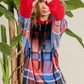 BiBi Plaid Mirr Brushed Rib Contrast Thumb Open Hoodie - DAVERRI FASHIONS
