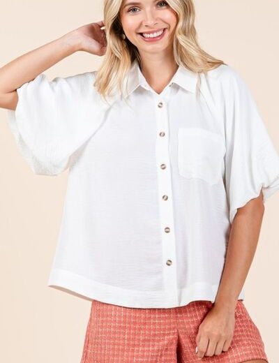 Mittoshop Airflow Short Bubble Sleeve Button Down Shirt Shirts