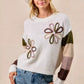BiBi Flower Color Block Sweater - DAVERRI FASHIONS