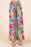 Mittoshop vibrant pink turquoise lime green paisley wide-leg pants