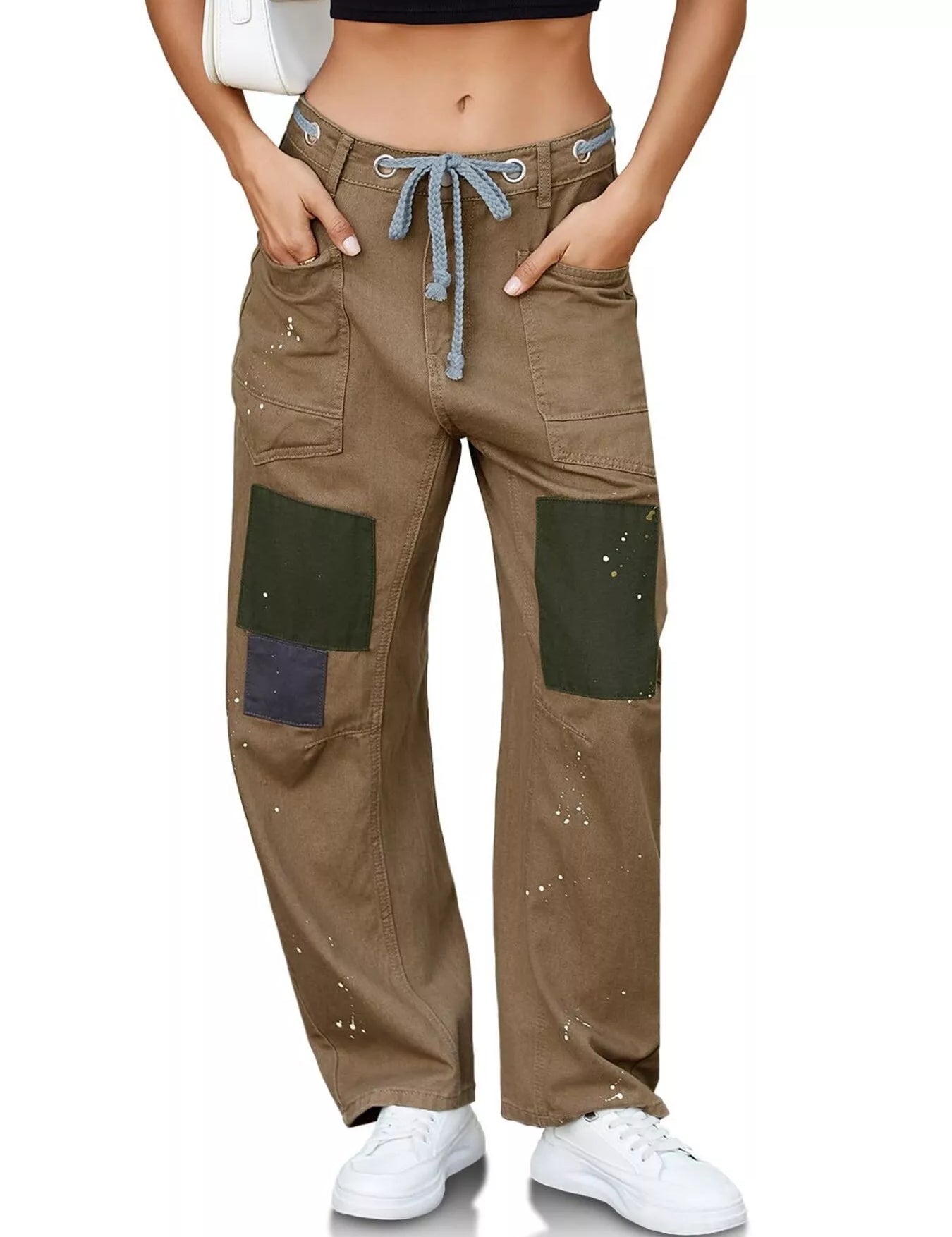 Khaki Washed Wide Leg Barrel Jeans | Jeans Daverri Fashions