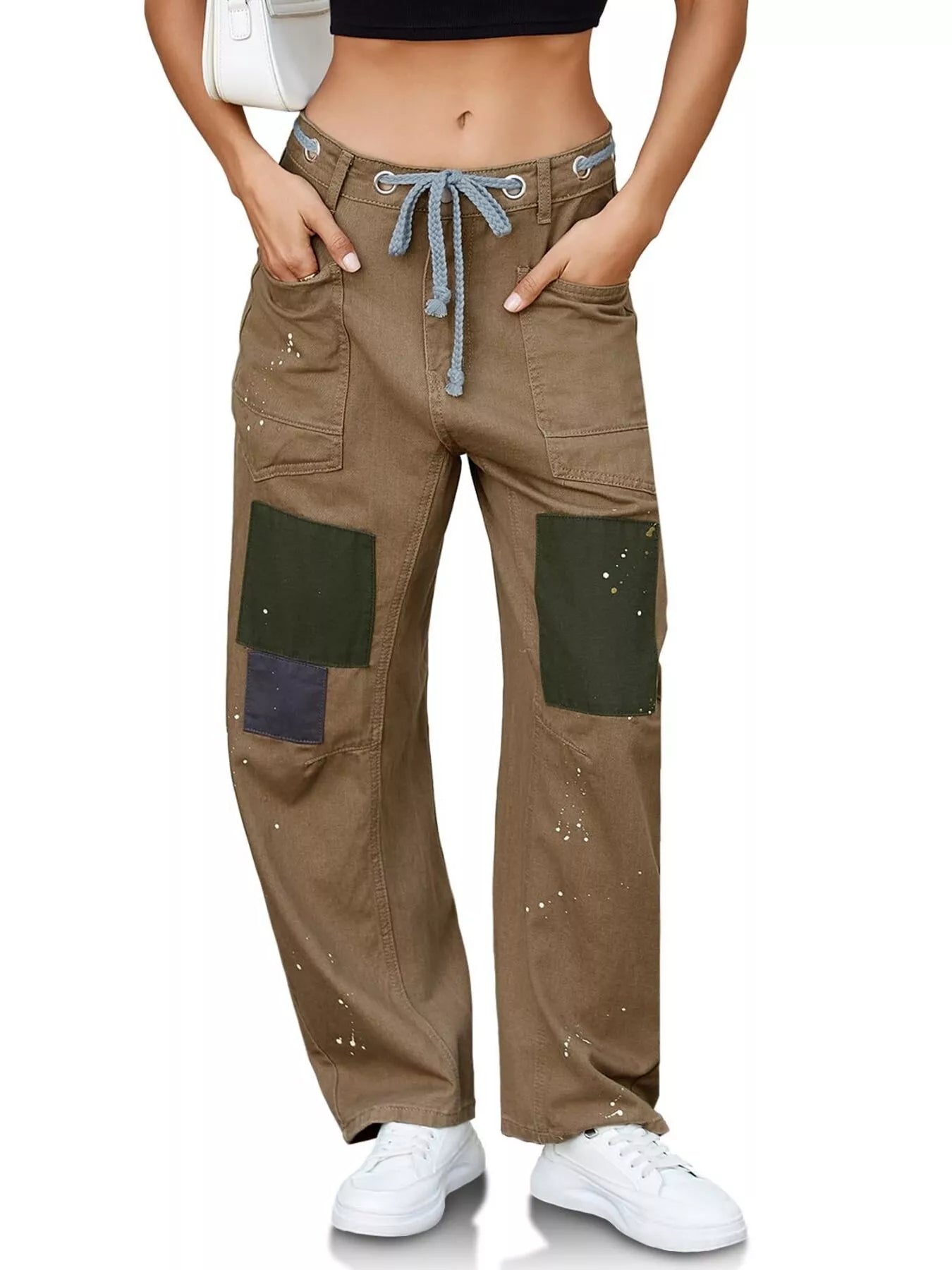 Khaki Washed Wide Leg Barrel Jeans | Jeans Daverri Fashions