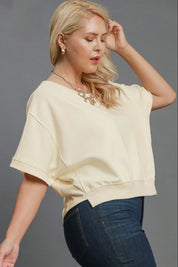 Umgee Full Size Lightweight Cropped Sweatshirt Plus Size | Daverri Fashions