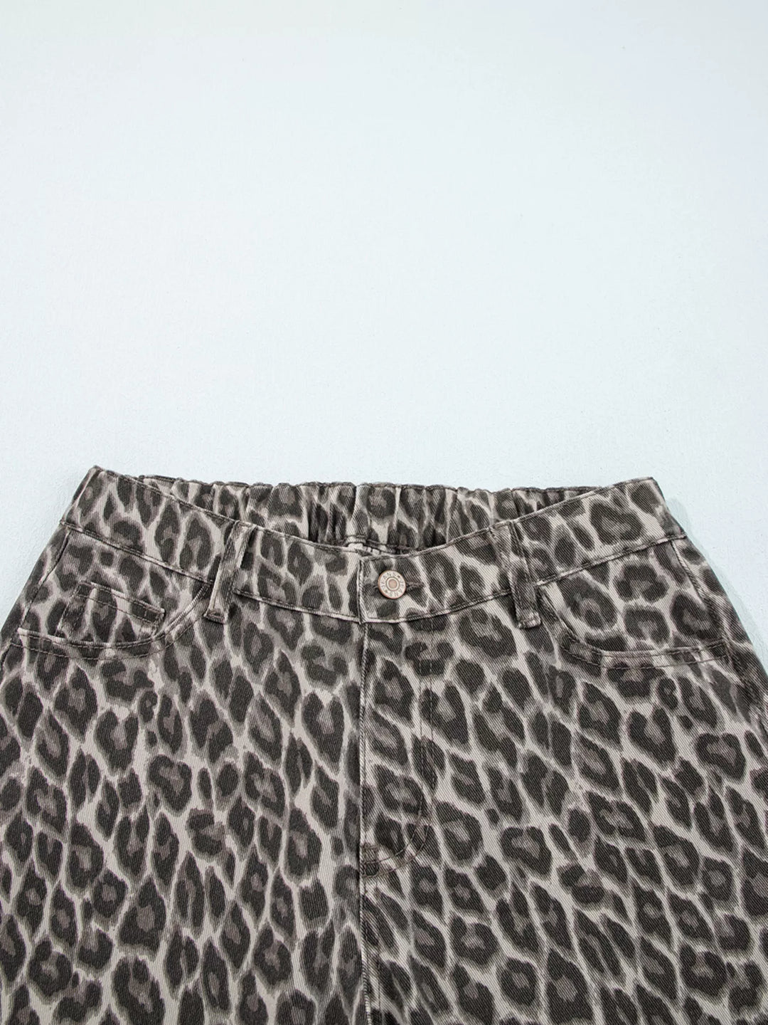 Leopard Straight Loose Leg Raw Hem Jeans | Jeans Daverri Fashions