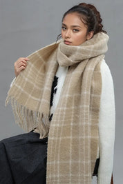 Fringe Plaid Thermal Scarf - DAVERRI FASHIONS