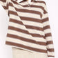 Striped Button Detail Long Sleeve Polo - DAVERRI FASHIONS