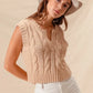 SO ME Notched Neck Cable Knit Sweater Vest
