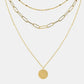 18K Gold-Plated Three-Layered Engraved Necklace - DAVERRI FASHIONS