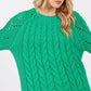 SAGE + FIG Cable-Knit Long Sleeve Sweater Green - DAVERRI FASHIONS