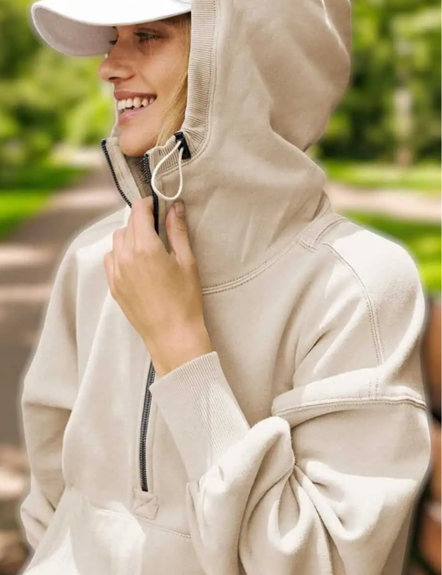 Half Zip Lightweight Hoodie Sweatshirt Tops