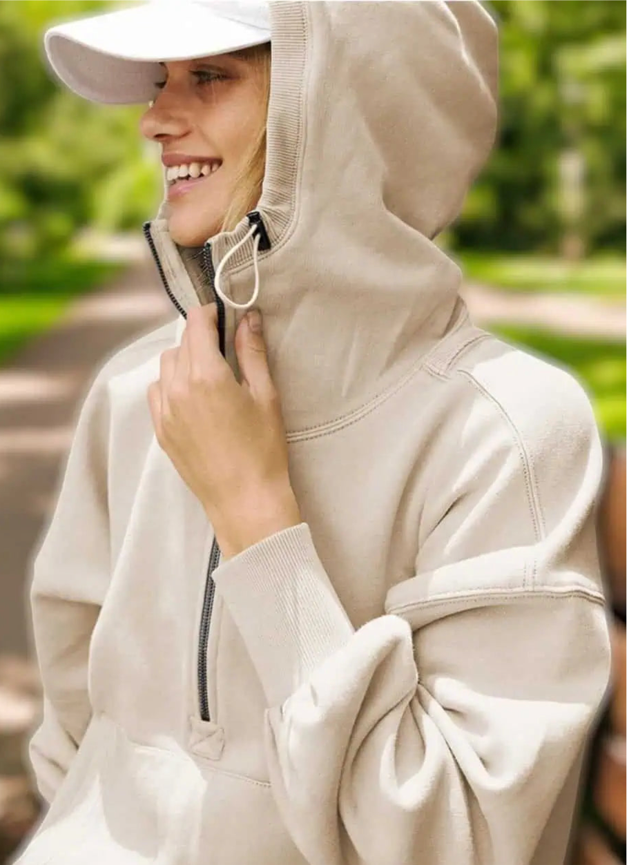 Half Zip Lightweight Hoodie Sweatshirt Tops