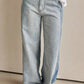 Contrast Straight Leg Jeans with Pockets - DAVERRI FASHIONS