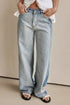 Contrast Straight Leg Jeans with Pockets - DAVERRI FASHIONS