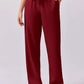 Daverri maroon wide-leg pants with elastic waistband and drawstring