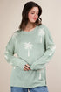 VERY J Palm Tree Graphic Oversized Knit Sweater Sage M Sweaters
