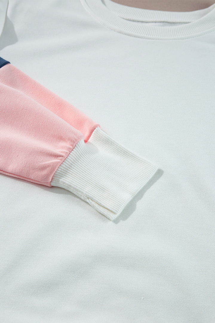 White French Terry Color Block Long Sleeve Top | Sweatshirts Daverri Fashions