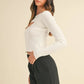 MABLE Cut Out Long Sleeve Ribbed Knit Top
