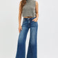 RISEN Full Size Mid Rise Crop Wide Raw Cut Hem Jeans Plus Size - DAVERRI FASHIONS